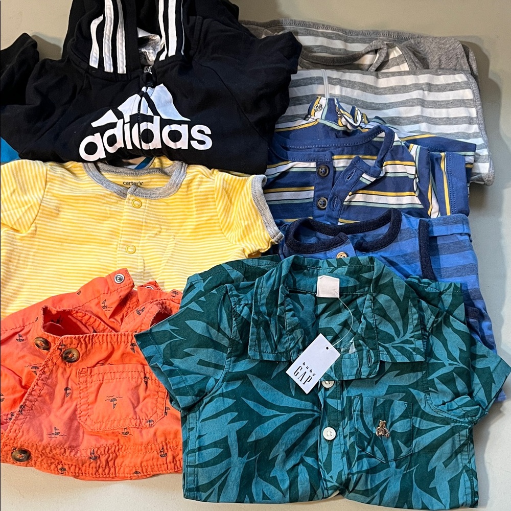 Adidas Kids Striped Blue Button Down Shirt